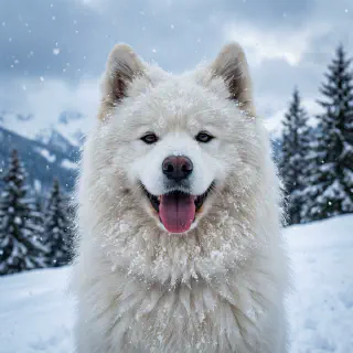 Samoyed in snow